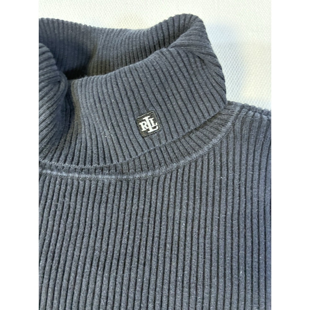 Lauren Ralph Lauren‎ Ribbed Turtleneck Sweater Black Missing Size Tag Med/Large - Picture 3 of 5